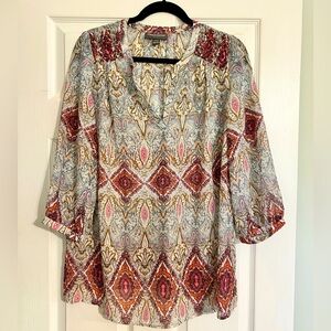 Sheer Paisley Maternity Blouse / A Pea in the Pod / sz LG